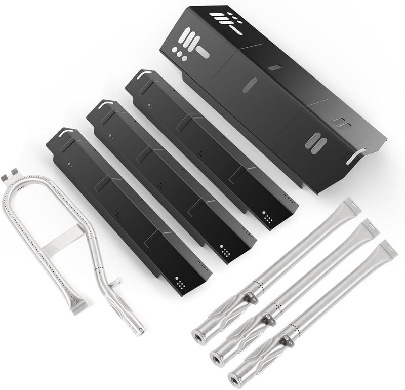 Barbqtime 4 Burner Grill Replacement Parts for Dyna-Glo DGH450CRP DGH450CRP-D DGH450CRN DGH450CRN-D DGH451CRP DGH451CRP-D, Porcelain Steel Grill Heat Tent Plates and Stainless Steel Burner Tube Kit - Image 1